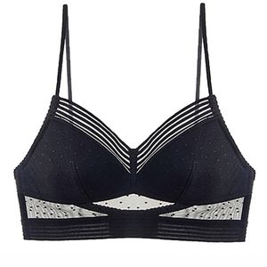 Sexy Low Back Bralette Damen U Backless Unsichtbare Spitze BH Polka Dot Mesh Ultra Dünne Unterwäsche Frauen Dessous Tank Top BHs 210728