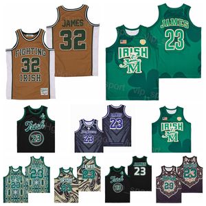 Marble Basketball LeBron James High School Jersey 23 St Vincent Mary Fighting Irish CROWN Black Brown Green Team All Stitched For Sport Fans Breathable Pure Cotton