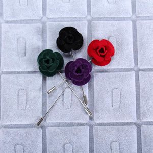 Pins, broches moda homens flor lapela pin terno boutonniere tecido flocando fio 4 cores botão pinos para casamento