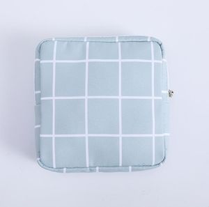 10pcs Women Polyester Blank chequer Prints Square Protable Storage Bag Mix Color