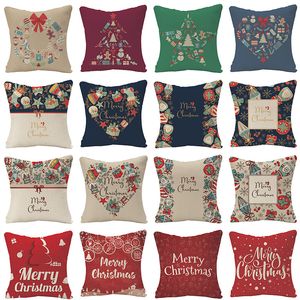 decorative pillow covers for christmas Halloween linen pillows 45*45CM custom Santa printed leaning pillowcase Cushion Textiles 4973 Q2