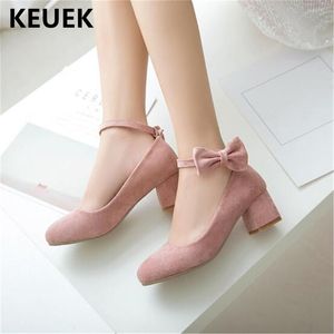 Neue Frühling/Herbst Lederschuhe Kinder Schuhe mit hohen Absätzen Mädchen Prinzessin Rosa Beige Flock Bowtie Student Tanzschuhe Kinder 02 210306