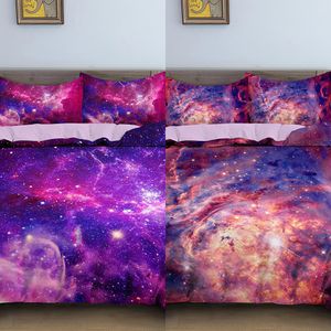 3d Galaxy Duvet Cover Set Single Double Twin Queen 2/3pcs Bedding Sets Universe Outer Space Themed Bed Linen C0223