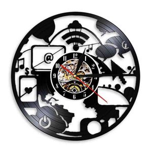 Geek Chic Computer IT Wall Clock Tillverkad av Vinyl Rekord Cyberschool Enterprise Office Decor Engineers Konstverk Retro Klocka Titta H1230