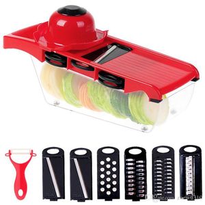 Potatis peeler morot ost rivare Dicer Kök Tool Mat Shredder Vegetabilisk Frukt Slicer Cutter med rostfritt stål blad XDH0369 T03