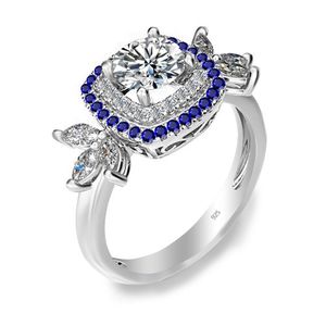 Szjinao純正1ct Moissanite Ring Diamond Eternity Sterling Silver Rings With Sapphire CZ未定義の女性のジュエリー