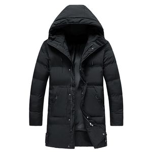 Parkas Rahat Klasik Kış Siyah Ceket erkek Windbreak Sıcak Yastıklı Kapüşonlu Palto Moda Giyim Ceket Boy 8XL 211124 Boyu Boyu