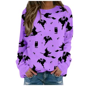 15 Farben S-2XL Halloween Pullover Pullower Hoodies für Frauen Rundhals Kürbis Geist Spinne Matte Cartoon Print Langarm Sport Casual Tops G860DJA