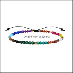 Beaded, Strands Chakra Lucky Stone Armband M 12 Constellation Bohemian Simple Designs Pärlor Justerbara Zodiac Bangles smycken för män Wome