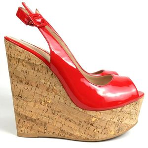 Sandaler Kvinnor Skor Cork Wedge Platform Slingback Peep Toe High Heels Pumpar Dam Party Outdoor Bekväm