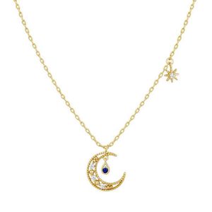 Fashion Brass Jewelry INS Style Moon Star Gold Plated Necklace For Women 2021