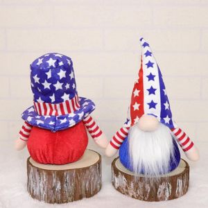 Forniture per feste Gnomi di peluche 4 luglio Giorno dell'Indipendenza Bambola fatta a mano Americano Zio Sam Tomte Figurine Veterani Giorni Regali da tavolo Holida