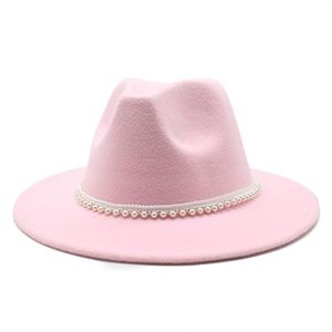 Stingy Brim Hats Autumn Winter Ribbon Hepburn Style Cornice Hat Fashion Flat Top Men's and Women's Woolen Jazz