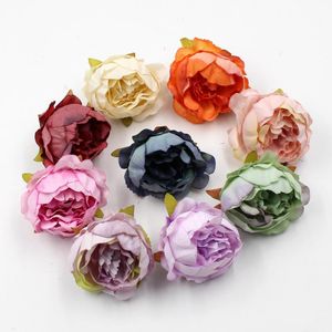 Dekorativa Blommor Kransar 5st 4,5cm Silk Peony Konstgjord Fake Flower Kvalitet Bröllopsfest DIY Hem Living Dining Garden Wreath Decorat