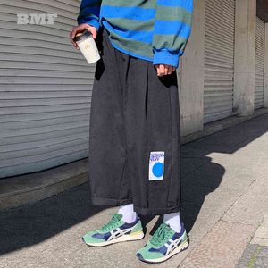 Japońska Streetwear Loose Prosty Spodnie Cargo Koreański Hip Hop Para Ograniczona Przycięte Spodnie KPOP Ubrania Mężczyźni Kobiety H1223