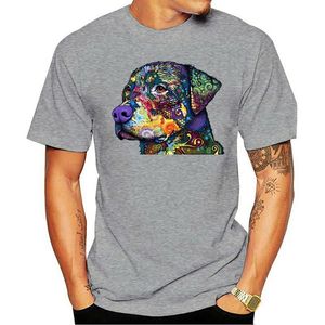 メンズTシャツRottweiler Neon多色ブラックティー犬T shirt通気性の男性トップスシャツ