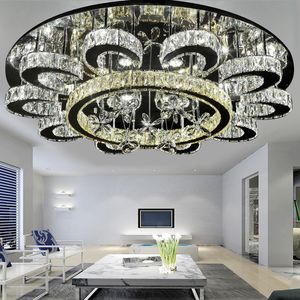 Modern Flower Shape Chandeliers Crystal Lamp dimmable Chandelier Fixtures Round lustre Living Room Hotel Lights LED Lamp