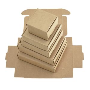 500st Brown Kraft Papperslåda Fällbar DIY Presentpaket Box Smycken PaperCard Boxar för bröllopsfödelsedagsfest