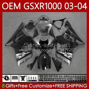 100 % 맞는 OEM Bodywork Suzuki GSX-R1000 1000CC K3 03-04 페어링 67NO.167 GSXR 1000 CC GSXR1000 03 04 GSXR-1000 K 3 GSX R1000 2003 2004 주입 회색 검은 금형 바디