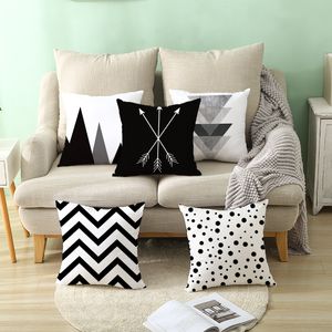 36 färger Geometrisk blomma vågkudde Svart Vit Striped Tryckkudde Väska Väska Kudde Pillowcover Heminredning BH5209 TYJ