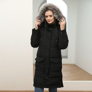 Women's Winter Windbreak Jacket Varm Eiderdown Lång Downwith Hooded Collar