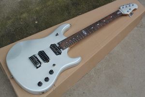 6 Strings Silver body Electric Guitar with Chrome Hardware,Rosewood fingerboard,Active pickups,Provide customized services