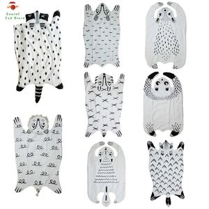 Cartoon Tiere Waschbär Fuchs Tiger Bär Panda Löwe Baby Quilted Spielmatten Decke Pad Teppich Teppich Nordischen Stil Kinder Bett Zimmer Dekor 210309