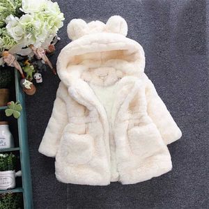 Baby Mädchen Jacke Kinder Jungen Mode Mäntel Künstliche Pelz Warme Mit Kapuze Herbst Winter Säuglings Kleidung Kinder 211204