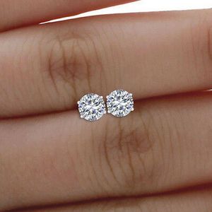 0.50CT Solitaire Su Elmas Saplama 18 K Katı Beyaz Altın Kaplama Küpe