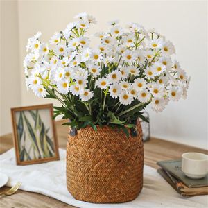 Flores decorativas Grinaldas Branco Margarida Buquê DIY Decoração de Casa Plantas Artificial Silk Falso Flor Jardim Partido de Casamento