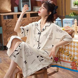 Camisola feminina de gato fofo moda noite desgaste verão camisola dos desenhos animados femme sleepwear plus tamanho pijamas pijama m-xxxxl