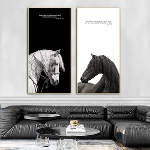 Северный плакат лошадь черно-белые плакаты и печатает буквы картины на стене для гостиной минималистские украшения