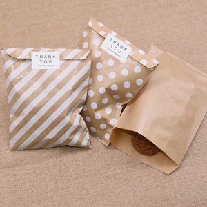 100Pcs Kraft Paper Bag Gift s Pouch Treat Candy Food Packaging For Year Wedding Birthday Party Favors 210724