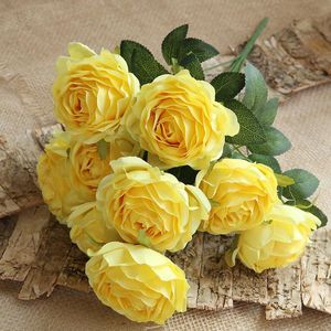 Decorative Flowers & Wreaths 10 Heads Yellow Artificial Home Decoration 9 Color Beauty Silk Fake Flower Especial For Wedding And Festival