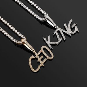 High Quality Gold Plated Micro Setting CZ Letters Custom Name Necklace for Women Men with Free 24inch Rope Chain