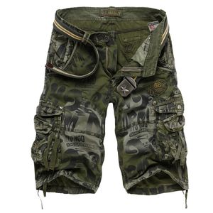 Pantaloncini mimetici da uomo Drop Summer Army Cargo Workout Pantaloni casual larghi Taglie forti 29-40 Senza cintura 210716