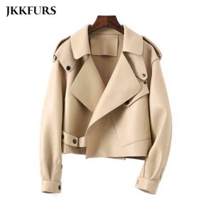 18 Colours Women's Genuine Leather Jacket Fashion Many Colors Leather Bomber Coat Lady Sheepskin Outerwear S7547 211118