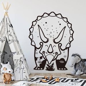 Мультфильм Triceratops Динозавр Стикер стены Boy Room Детская комната Большой юрский парк Dino Стены животных Наклейка Спальня Винил Домашний декор 210310