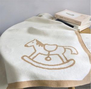 Luxury designer pony pattern blankets for newborn baby children high quality cotton shawl blanket size 100*100cm warm Christmas gifts 2022