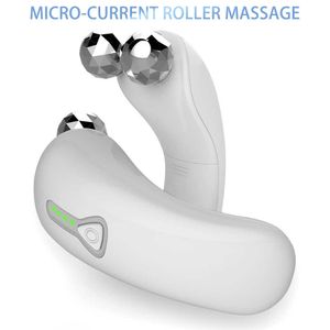 3D Electric Microcurrent Face Slimming Massage Roller Gouache Scraper för EMS Hudvård 210806