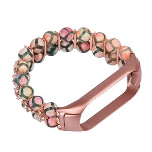Agate Jewelry Strap Wristband For Xiaomi Mi Band 3 4 Bracelet Woman Gift Miband 5 6 Luxury Wrist Round Bead Watchband Replaceable Smart Accessories