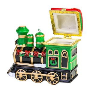 Smycken påsar Väskor Keramik Jul Lokomotiv Pengar Box Railway Engine Desktop Craft Storage Tab Seri Home Decor Barnfestivalgåva