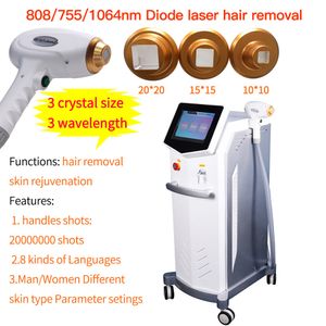 2022 Corpo de rosto Máquina de remoção de cabelo permanente 755NM 3 808nm 1064nm 3 comprimento de onda dolo diodo laser equipamentos de beleza