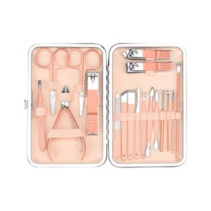 Prego Clipper Kit Case 10 / 18pcs com uma caixa de suporte Nails Cuidados Cuidados Pedicure Scissor Tweezer Auricular Escolha Utility Manicure Set Ferramentas