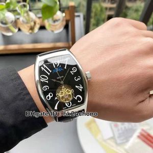 Neue Herrenkollektion 8880 Tourbillon Automatik-Herrenuhr, schwarzes Zifferblatt, Stahlgehäuse, schwarzes Lederarmband, hochwertige Herren-Sportuhren