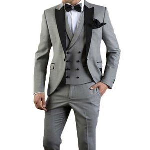 3 piece Wedding Groom Tuxedo with Black Velvet Peaked Lapel Custom Men Suits Set Jacket Vest with Pants Man Fashion Clothes 2020 X0909