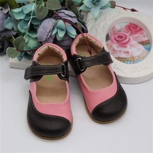 Tieseietoes 브랜드 고품질 정품 가죽 스티치 키즈 어린이 신발 맨발 소녀 봄 새로운 도착 210306