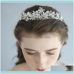 Barrettes Jewelry Jewelryshine Crystal Bridal Hairband Sier Color Wedding Tiara Floral Hair Crown Hand Wired Women Prom Headpiece Aessory