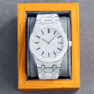 Full Diamond Mens Watch 40mm Automatiska mekaniska klockor f￶r m￤n armbandsur g￥va rostfritt st￥l 904L modearmband Montre de luxe