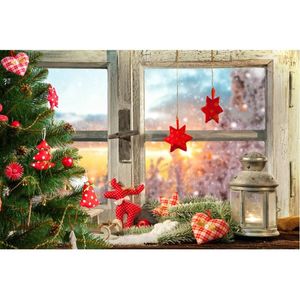 Party Decoration Christmas Backdrop Window Tree Red Stars Bakgrund Xmas Family Festive Pography Po Booth